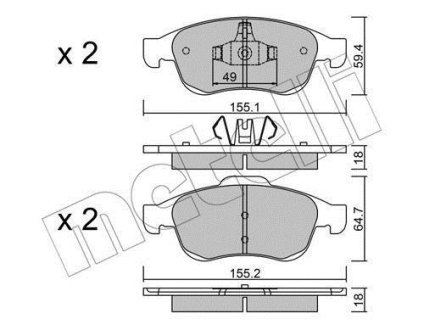 Тормозные колодки (передние) Dacia Dokker/Duster/Lodgy/Nissan Juke/Renault Clio V/Kangoo 10- Metelli 22-0817-0 (фото 1)