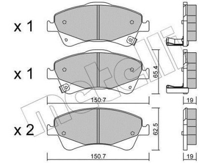 Колодки гальмівні (передні) Toyota Avensis/Verso 08-18/Auris 06-15 Metelli 22-0878-0