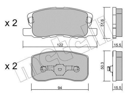 Колодки гальмівні (передні) Mitsubishi Colt/Mirage 04-12 Metelli 22-0940-0