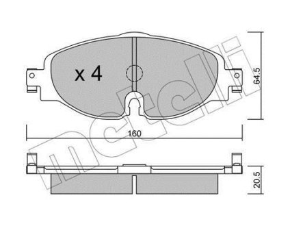 Тормозные колодки (передние) Audi A1/Q3 18-/Skoda Octavia/VW Golf/Caddy/Touran/Passat 12- Metelli 22-0950-0 (фото 1)