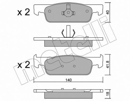 Колодки гальмівні (передні) Dacia Logan II/Sandero II/Renault Logan II/Sandero/Stepway/Clio IV 12- Metelli 22-0975-3 (фото 1)