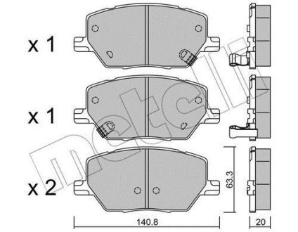 Тормозные колодки (передние) Fiat 500X 1.4-1.6/1.6-2.0D 14-/ Jeep Renegade1.4-1.6/2.0CRD 14- Metelli 22-1001-0