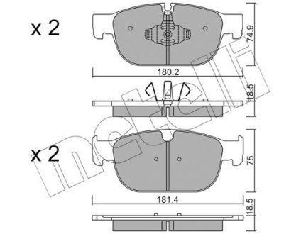 Тормозные колодки (передние) Volvo S60/S90/V60/V90/XC40/XC60/XC90 2.0 15- Metelli 22-1120-0