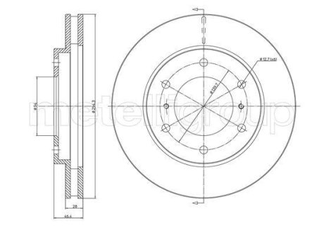 Диск гальмівний (передній) Mitsubishi L200 04-/Pajero Sport 08- (294x28) (вент.) Metelli 23-1076C
