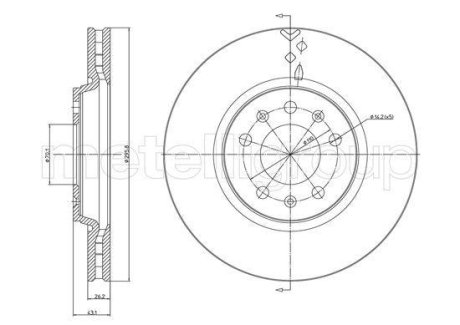 Диск тормозной (передний) Opel GT 2.0 07-11 (295.8x26.2) Metelli 23-1228C