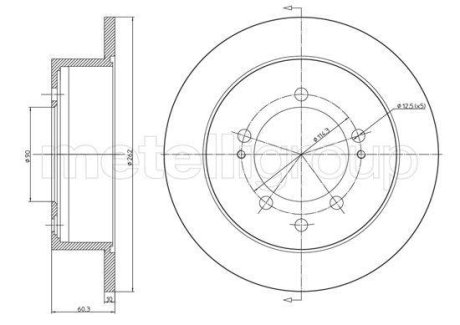 Диск тормозной (задний) Mitsubishi Outlander/Lancer 03-(262x10) (с покрытием) Metelli 23-1650C