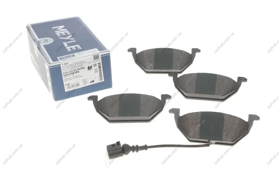 Колодки гальмівні (передні) VW Caddy 04- (з датчиком) Platinum MEYLE 025 231 3119/PD (фото 1)