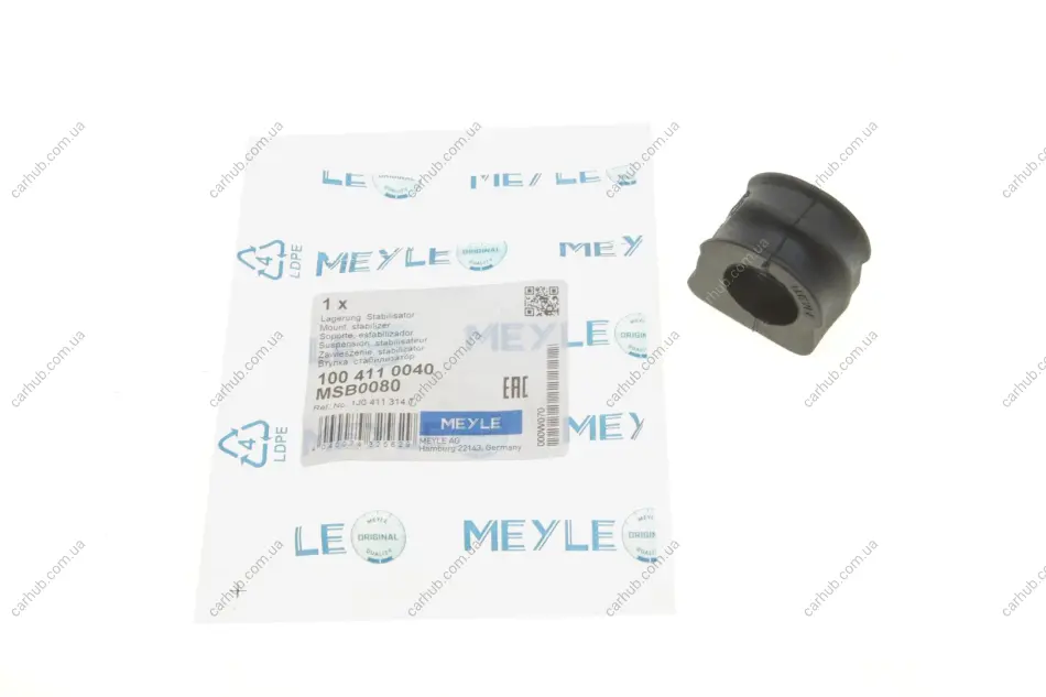 Втулка стабілізатора (переднього) Audi A3/TT/Skoda Octavia/Bora/VW Golf (d=21mm) MEYLE 100 411 0040 (фото 1)