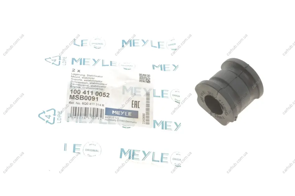 Втулка стабілізатора (переднього) VW Polo/Skoda Roomster/Fabia 99- (d=18mm) MEYLE 100 411 0052 (фото 1)