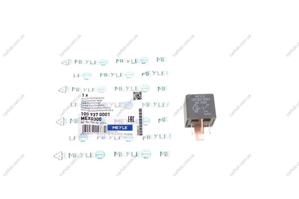 Реле обігрівача скла VW Caddy/Passat 85- (12V) MEYLE 100 937 0001 (фото 1)