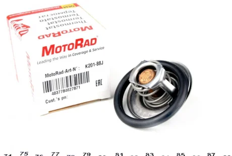 Термостат системи охолодження (88°C) CHEVROLET AVEO / KALOS DAIHATSU CHARMANT, CUORE II, FEROZA, ROCKY DODGE CARAVAN FORD SCORPIO I, SCORPIO II, SIERRA II, TRANSIT, TRANSIT TOURNEO 0.8-4.0 07.77- MOTORAD 201-88JK