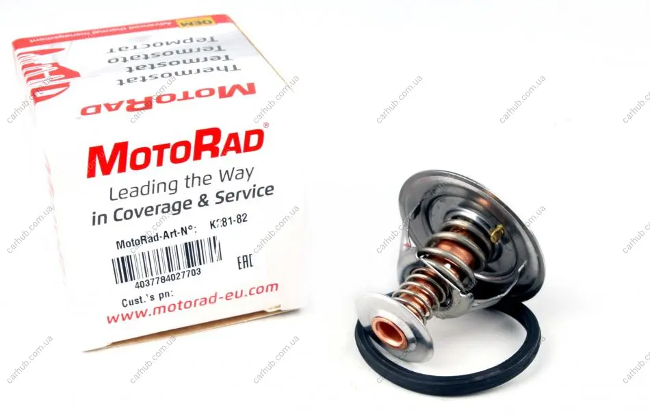 Термостат системи охолодження (14 82°C) VOLVO V40 CHERY TIGGO CITROEN C4 AIRCROSS FORD USA F-150 HYUNDAI GALLOPER II, H-1, TERRACAN LEXUS ES, HS, IS II, LS, RX, SC LOTUS ELISE 1.3-5.4 10.86- MOTORAD 281-82K (фото 1)