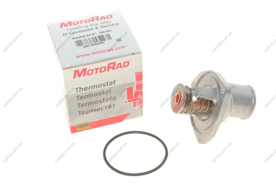 Термостат системи охолодження (92°C, в корпусі) OPEL ASCONA C, CALIBRA A, FRONTERA A SPORT, FRONTERA B, KADETT E, MERIVA A, MONTEREY B, OMEGA A, OMEGA B, VECTRA A, VECTRA B 1.8-3.5 06.85-04.15 MOTORAD 283-92K (фото 1)