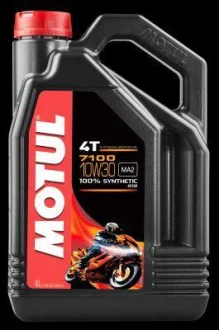 Олива для чотиритактних двигунів 7100 10W30 4л, API SN Синтетична естерове MOTUL 104090