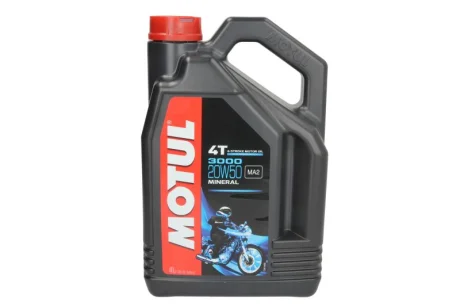 Олива для чотиритактних двигунів 3000 20W50 4л, API SJ JASO MA-2 Мінеральна MOTUL 3000 4T 20W50 4L 107319