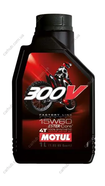 Олива для чотиритактних двигунів 300V Off Road 15W60 1л >JASO MA2 Синтетична естерове MOTUL 300VFLOFF 15W60 1L 104137 (фото 1)