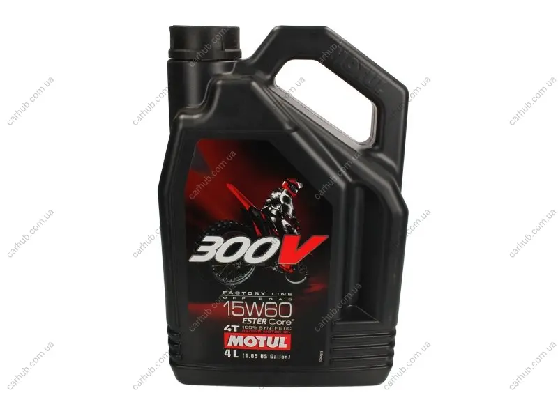 Олива для чотиритактних двигунів 300V Off Road 15W60 4л >JASO MA2 Синтетична естерове MOTUL 300VFLOFF 15W60 4L 104138 (фото 1)