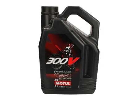 Олива для чотиритактних двигунів 300V Off Road 15W60 4л >JASO MA2 Синтетична естерове MOTUL 300VFLOFF 15W60 4L 104138