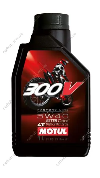 Олива для чотиритактних двигунів 300V Off Road 5W40 1л >JASO MA2 Синтетична естерове MOTUL 300VFLOFF 5W40 1L 104134 (фото 1)