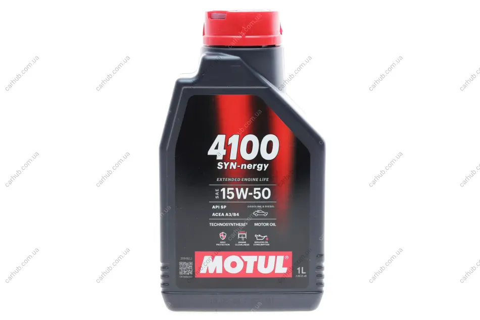 Олива 15W50 4100 Syn-nergy (1L) (API SP) (ACEA A3/B4) (113161) MOTUL 386301 (фото 1)