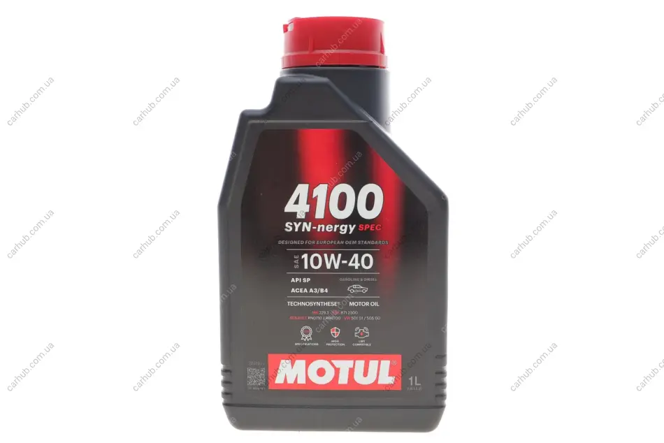 Олива 10W40 4100 Syn-nergy Spec (1L) (MB 229.3/RN0710/RN0700/PSA B71 2300/VW 501 01/VW505 00) (112890) MOTUL 387701 (фото 1)