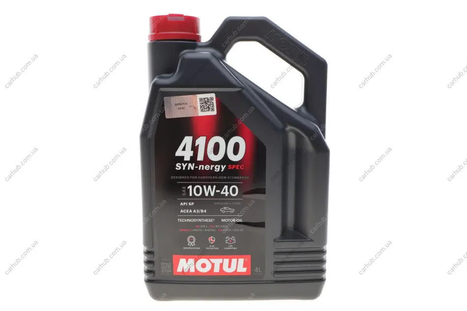 Олива 10W40 4100 Syn-nergy Spec (4L) (MB 229.3/RN0710/RN0700/PSA B71 2300/VW 501 01/VW505 00) (112891) MOTUL 387707 (фото 1)