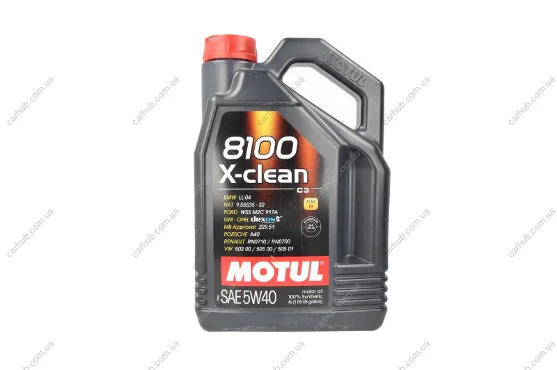 Моторна олива 8100 (4L) 5W40 BMW LL-04 model up to END 2018 CHRYSLER MS-12991 DEXOS 2 FIAT 9.55535 GH2 FIAT 9.55535 S2 FIAT 9.55535 T2 FORD M2C917 A HONDA HYUNDAI KIA MB 229.51 MITSUBISHI MOTUL 8100 X-CLEAN 5W40 C3 4L (фото 1)