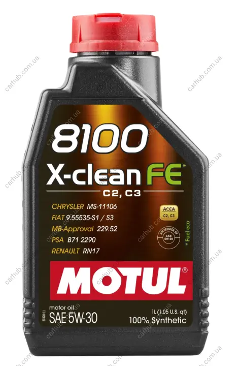 Олива 5W30 X-clean FE 8100 (1L) (ACEA C2/C3/API SP/MB229.52/PSA B71 2290/RN17) 112771 MOTUL 814101 (фото 1)
