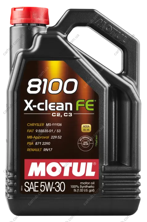 Олива 5W30 X-clean FE 8100 (5L) (ACEA C2/C3/API SP/MB229.52/PSA B71 2290/RN17) 112781 MOTUL 814151 (фото 1)