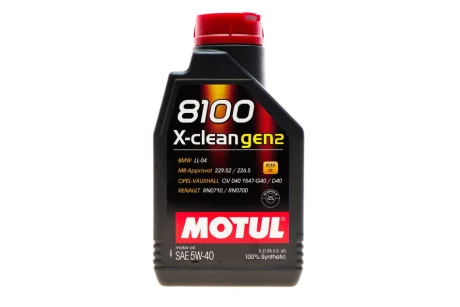 Олива 5W40 X-clean 8100 gen2 (1L) (BMW LL-04/MB 229.52/MB 226.5/RN0710/RN0700) (109761) MOTUL 854111