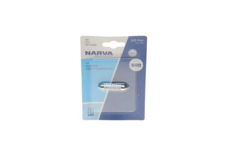 Автолампа 12V 0,6W SV8.5 (9.8x43mm) Festoon (LED) (blister/1шт) (6000K) NARVA 181724000