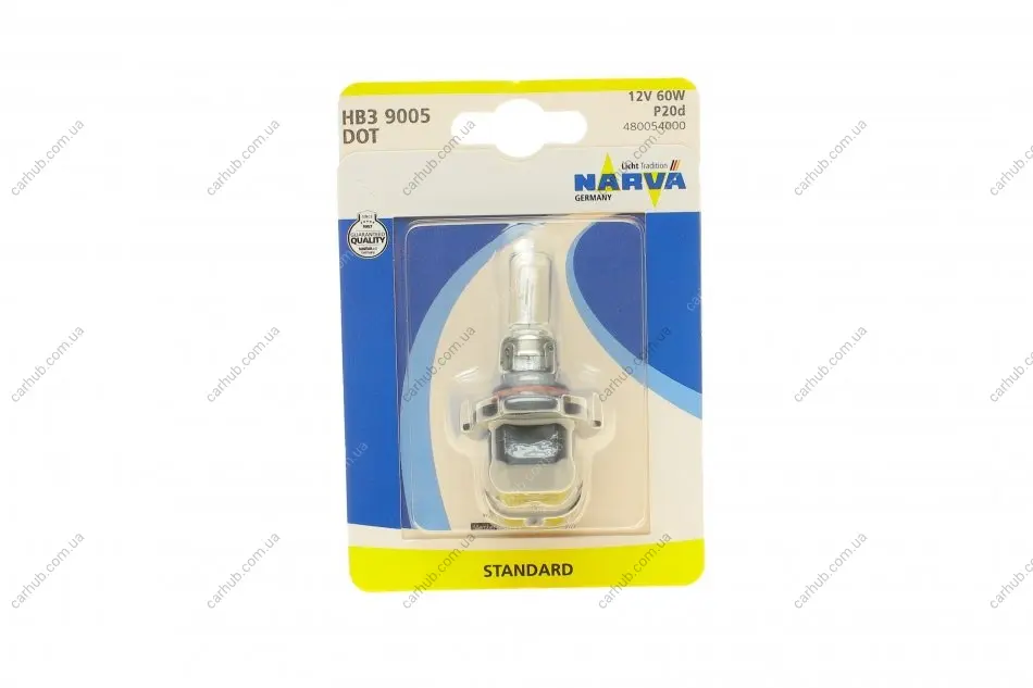 Автолампа HB3/9005 12V 60W P20d (American Types) (блістер/1шт) NARVA 480054000 (фото 1)