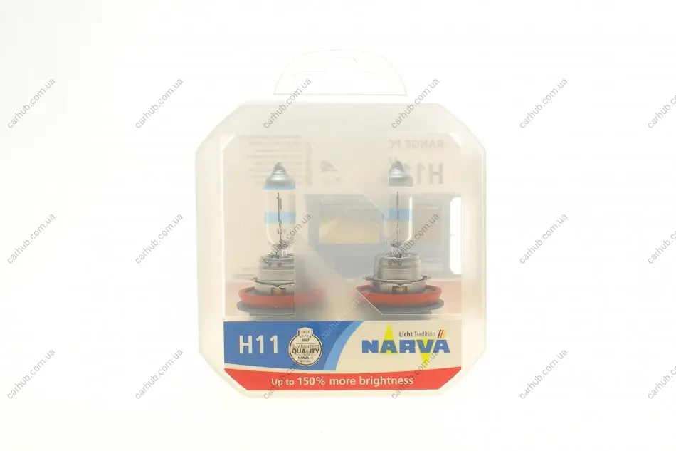 Автолампа H11 12V 55W PGJ19-2 Range Power 150 (к-кт 2 шт.) NARVA 481012100 (фото 1)