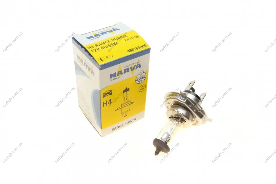 Автолампа H4 12V 60/55W P43t Range Power (+30%) NARVA 488783000 (фото 1)