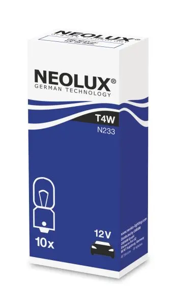 Лампа (картон 10шт) T4W 12В 4Вт NEOLUX NLX233 K10SZT (фото 1)