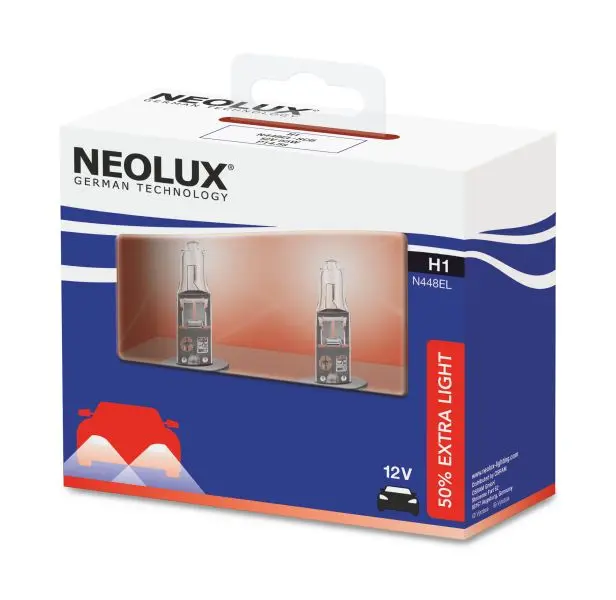 Лампа (Набір 2шт) H1 12В 55Вт P14,5S до 90% більш яскраве Extra Light + 50% NEOLUX NLX448EL-SCB (фото 1)