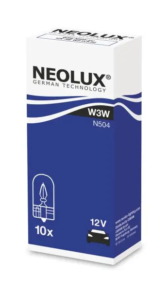 Лампа (картон 10шт) W3W 12В 3Вт NEOLUX NLX504 K10SZT (фото 1)