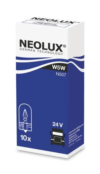 Лампа (картон 10шт) W5W 24В 5Вт NEOLUX NLX507 K10SZT (фото 1)