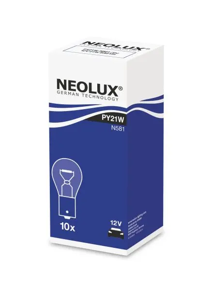 Лампа (картон 10шт) PY21W 12В 21Вт, Помаранчевий NEOLUX NLX581 K10SZT (фото 1)
