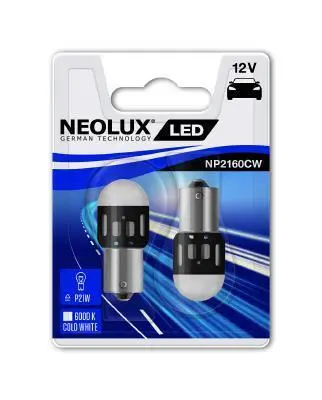 LED лампочка (упаковка-блістер 2шт) P21W 12В 1,2Вт BA15S без гомологічного сертифікату LED Interior, Білий 6000K NEOLUX NP2160CW02B (фото 1)