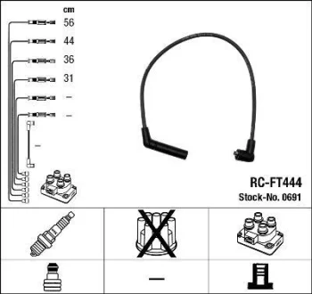 Комплект проводів запалювання HYUNDAI ACCENT, ACCENT I, ACCENT II, ATOS, LANTRA II 1.0/1.3/1.5 10.94-11.05 NGK 0691