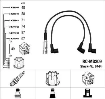 Комплект проводів запалювання MERCEDES 123 (C123), 123 (W123), 123 T-MODEL (S123), S (W116), S (W126) 2.7 08.72-11.85 NGK 0744