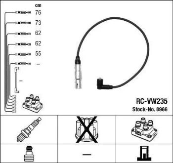 Комплект проводів запалювання VW BORA I, GOLF IV, PASSAT B5 2.3 10.96-06.06 NGK 0966
