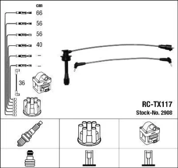 Комплект проводів запалювання TOYOTA CELICA 2.0 11.93-11.99 NGK 2908