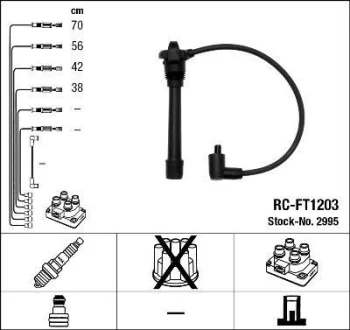 Комплект проводів запалювання FIAT BRAVA, BRAVO I, MAREA, PALIO, PUNTO, SIENA LANCIA Y 1.2/1.3/1.4 10.95-12.09 NGK 2995