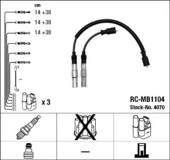 Комплект проводів запалювання SMART CABRIO, CITY-COUPE, CROSSBLADE, FORTWO, ROADSTER 0.6/0.7 07.98-01.07 NGK 4070