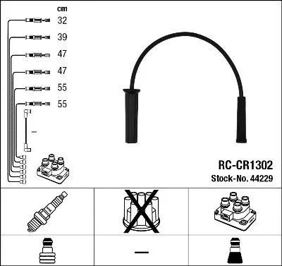Комплект проводів запалювання CHRYSLER PACIFICA, TOWN & COUNTRY, VOYAGER III, VOYAGER IV, VOYAGER V DODGE CARAVAN, GRAND 3.3/3.8 01.95- NGK 44229 (фото 1)