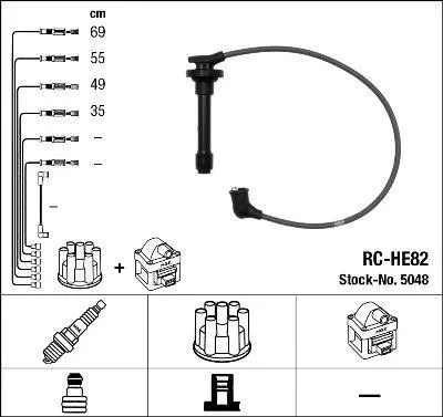 Комплект проводів запалювання HONDA CR-V I, INTEGRA, PRELUDE V 1.8/2.0 10.95-02.02 NGK 5048 (фото 1)
