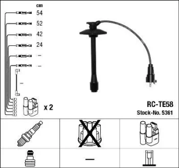 Комплект проводів запалювання TOYOTA AVENSIS, CAMRY, PICNIC, RAV 4 I 2.0/2.2 07.96-09.02 NGK 5361