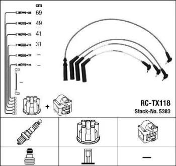 Комплект проводів запалювання TOYOTA COROLLA, STARLET 1.3 12.89-07.99 NGK 5383